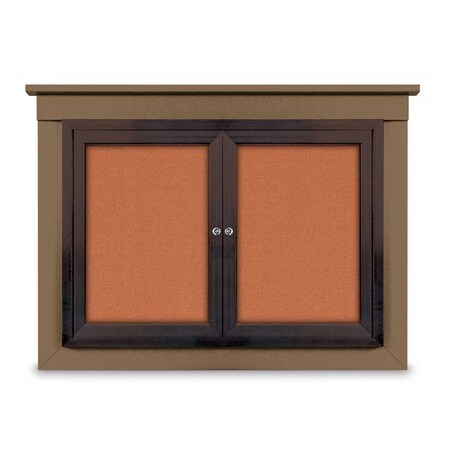 United Visual Products 18"x24" 1-Door Enclosed Letterboard, Header, Black Vinyl/Walnut UV2620HD-WALNUT-LICORI